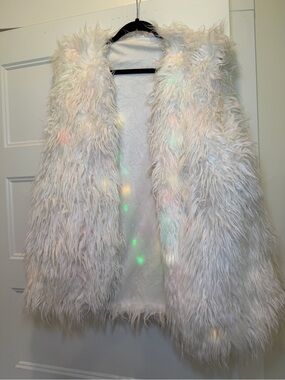 White Rave light-up Faux Fur Vest - Soft Shaggy Style